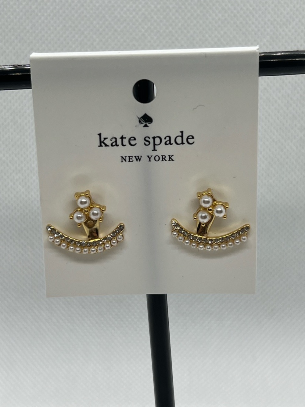 kate spade gold and pearl floral arc stud earrings